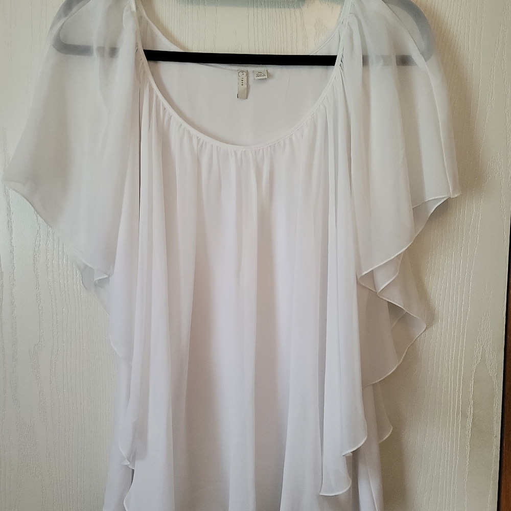 Cato brand white blouse with gauzy overlay XL